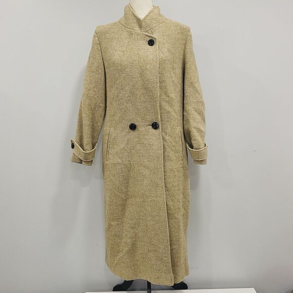 VTG Freddi-Gail M Tan Wmns Union Made ILGWU 100% Wool Trench Overcoat Old Money - Picture 3 of 16